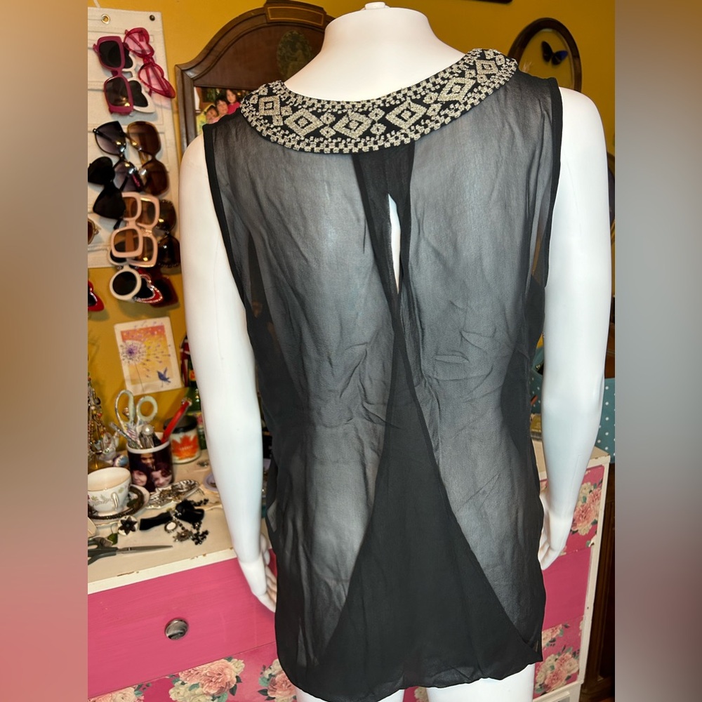 True Religion Sheer Black Sleeveless Blouse - Picture 3 of 4